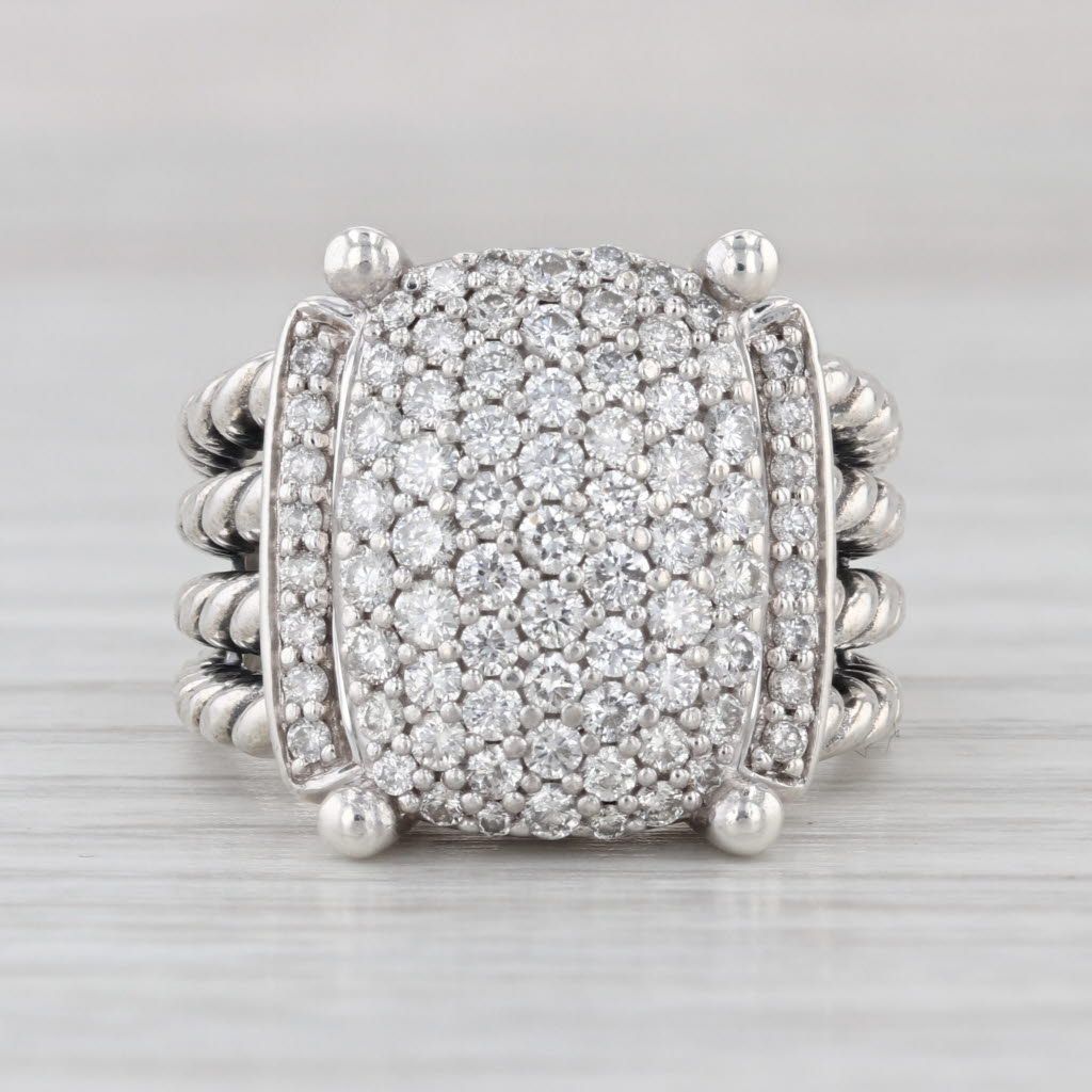 David Yurman Wheaton 0.77ctw Pave Diamond Ring Sterling Silver Size 6
