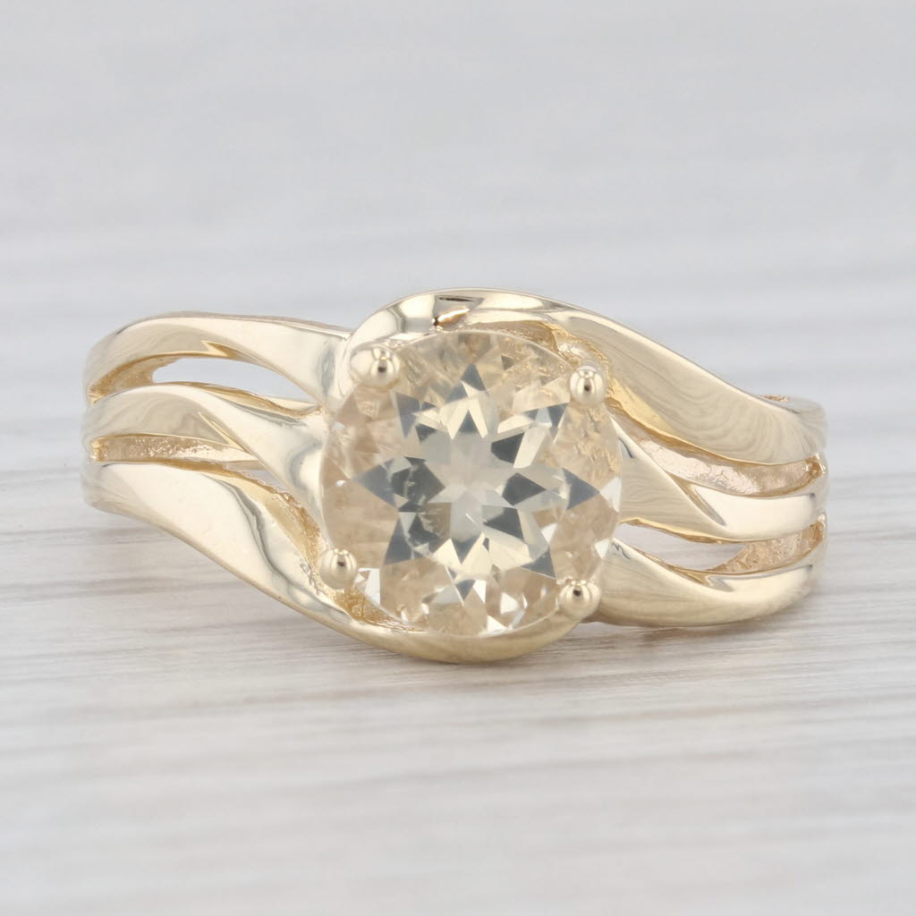 Light Gray 1.84ct Yellow Labradorite 10k Yellow Gold Size 6.25