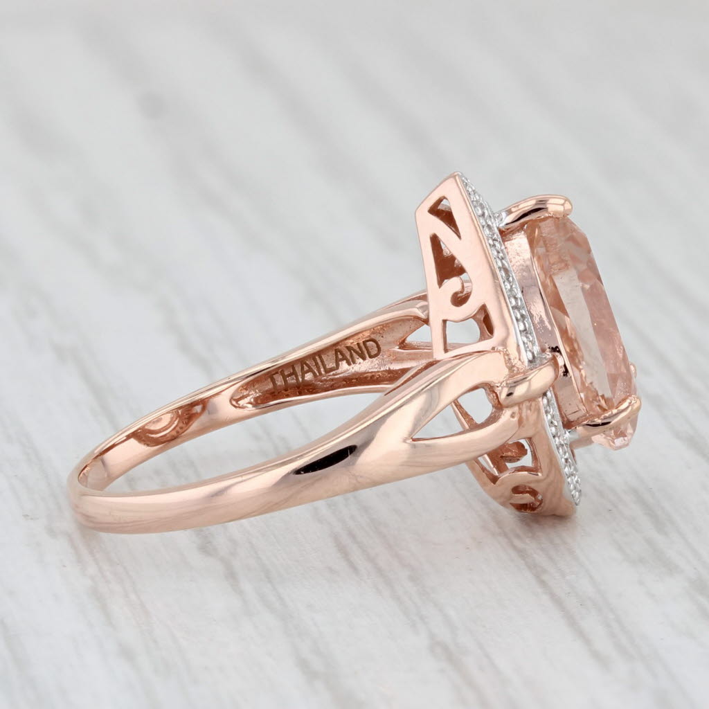 Light Gray 2.56ctw Pear Morganite Diamond Halo Teardrop Ring 10k Rose Gold Size 7