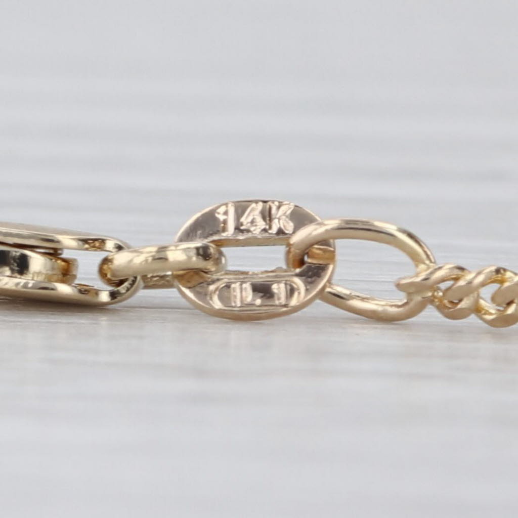 Diamond Drops Contoured Pendant Necklace 14k Yellow Gold 43.25" Curb Chain