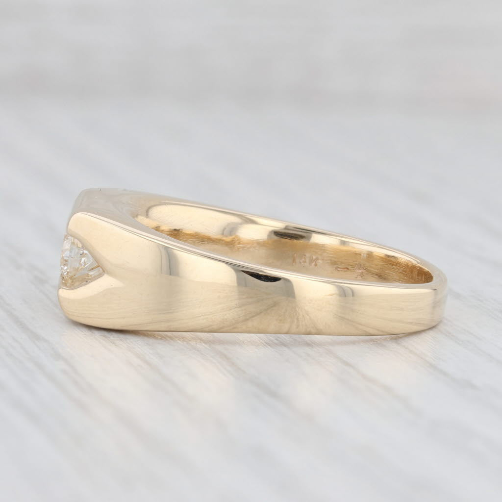 Light Gray 0.35ct Diamond Solitaire Ring 14k Yellow Gold Size 11.75 Men's Wedding Band