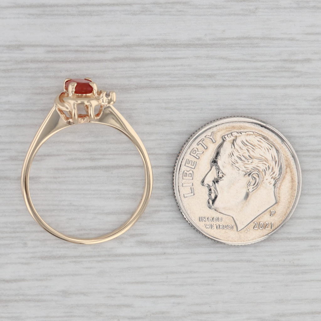 Gray Fire Opal Diamond Accent 14K Yellow Gold Ring Size 5.5