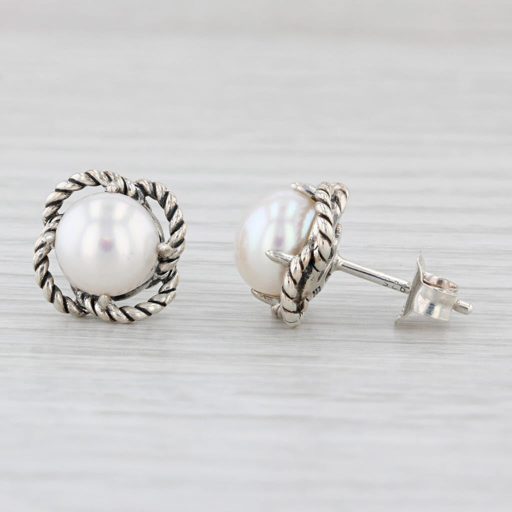 Light Gray Effy Cultured Pearl Stud Earrings with Box Sterling Silver