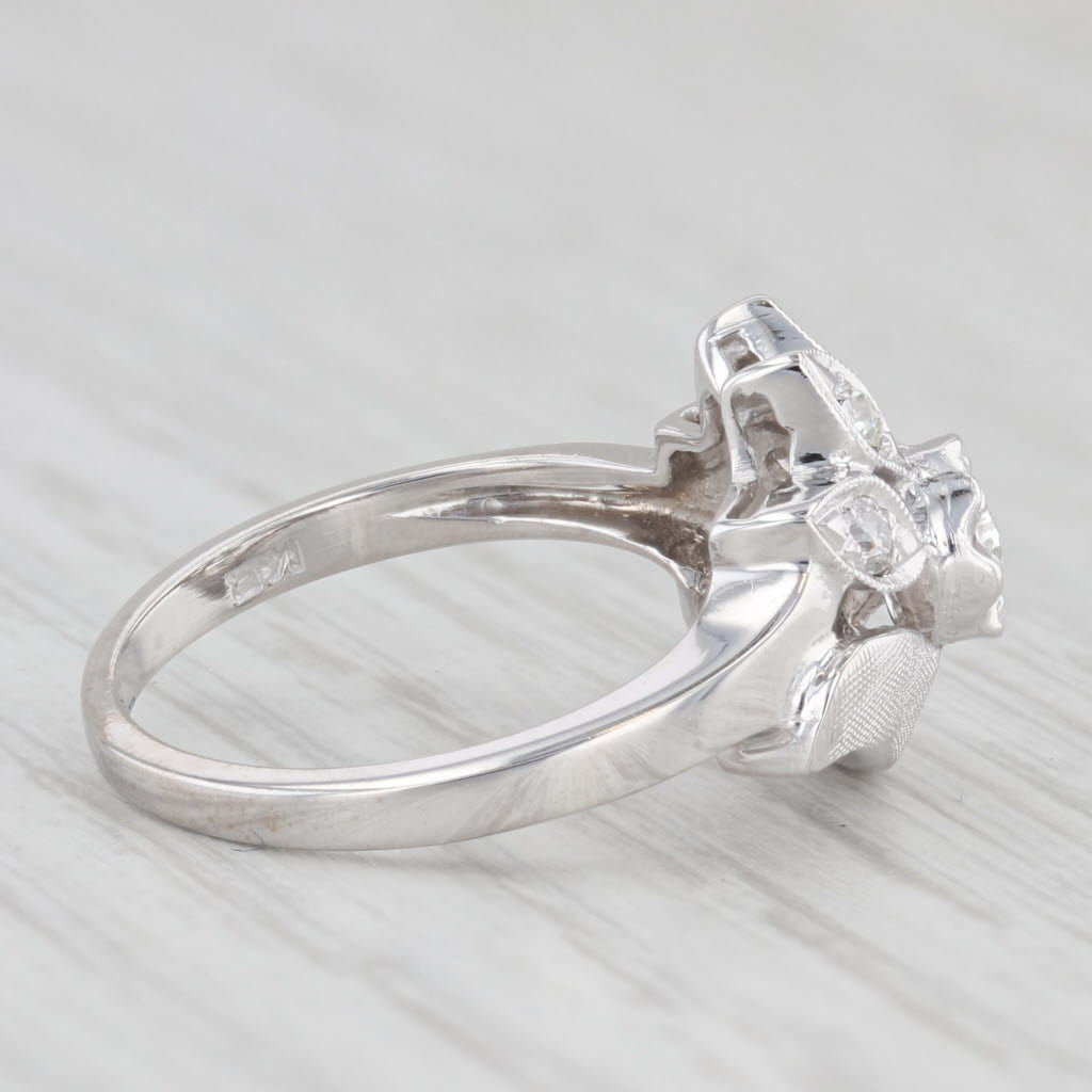 Light Gray 0.20ctw Diamond Flower Ring 14k White Gold Size 6