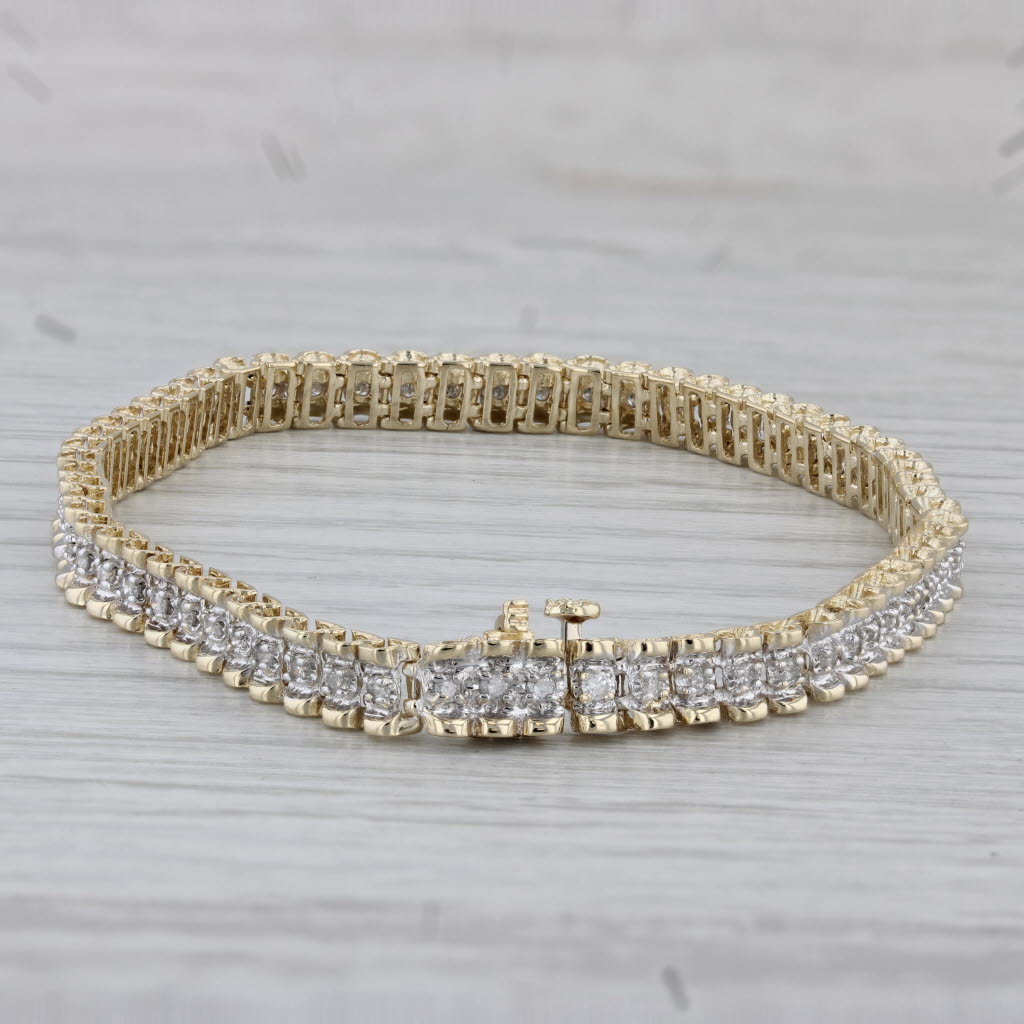 Gray 0.33ctw Diamond Tennis Bracelet 14k Yellow Gold 7.25" 4.9mm