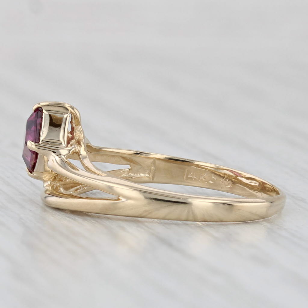 Light Gray 0.60ct Rhodolite Garnet Emerald Cut Solitaire Ring 14k Yellow Gold Size 5.5