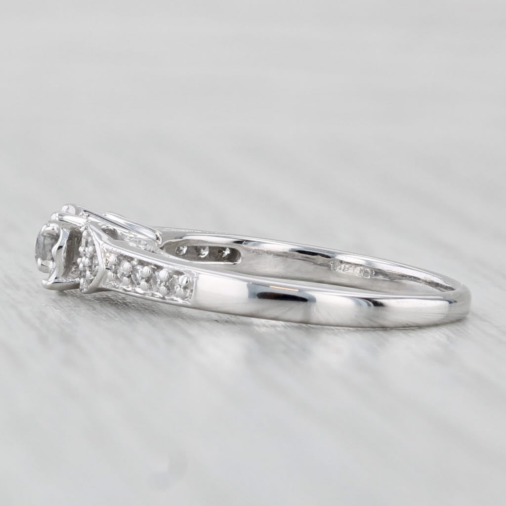 Light Gray 0.11ctw Diamond Engagement Ring 10k White Gold Size 6.5 Cathedral Band