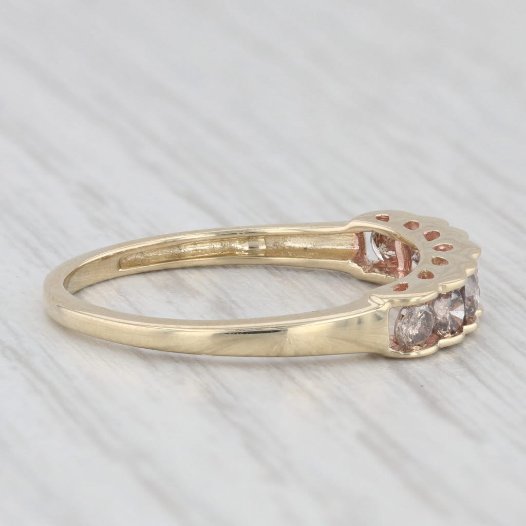 Light Gray 0.50ctw Diamond Wedding Band 10k Yellow Gold Sz 7.25 Stackable Anniversary Ring