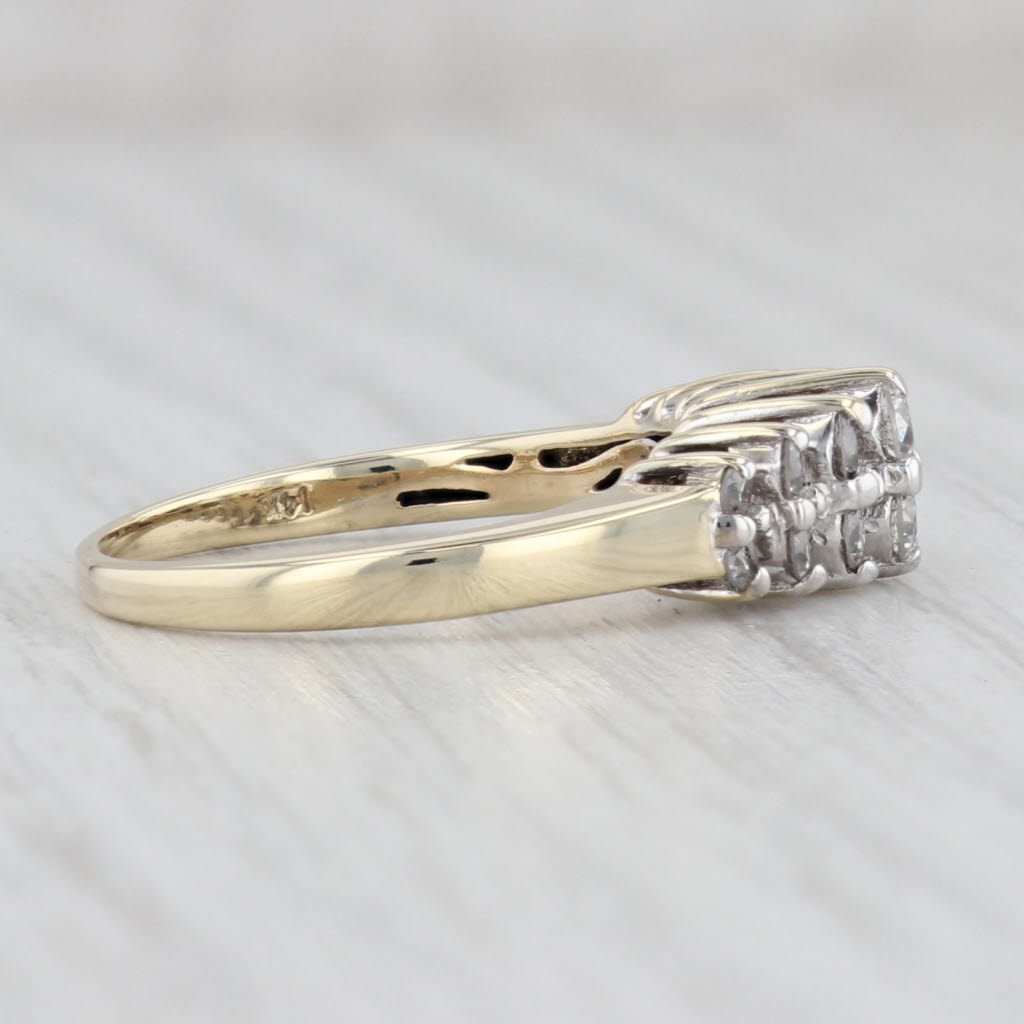 Light Gray 0.44ctw Diamond Tiered Pyramid Ring 14k Yellow Gold Size 6 Stackable