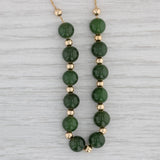 Green Nephrite Jade Bead Necklace 14k Yellow Gold 17.5" Rope Chain