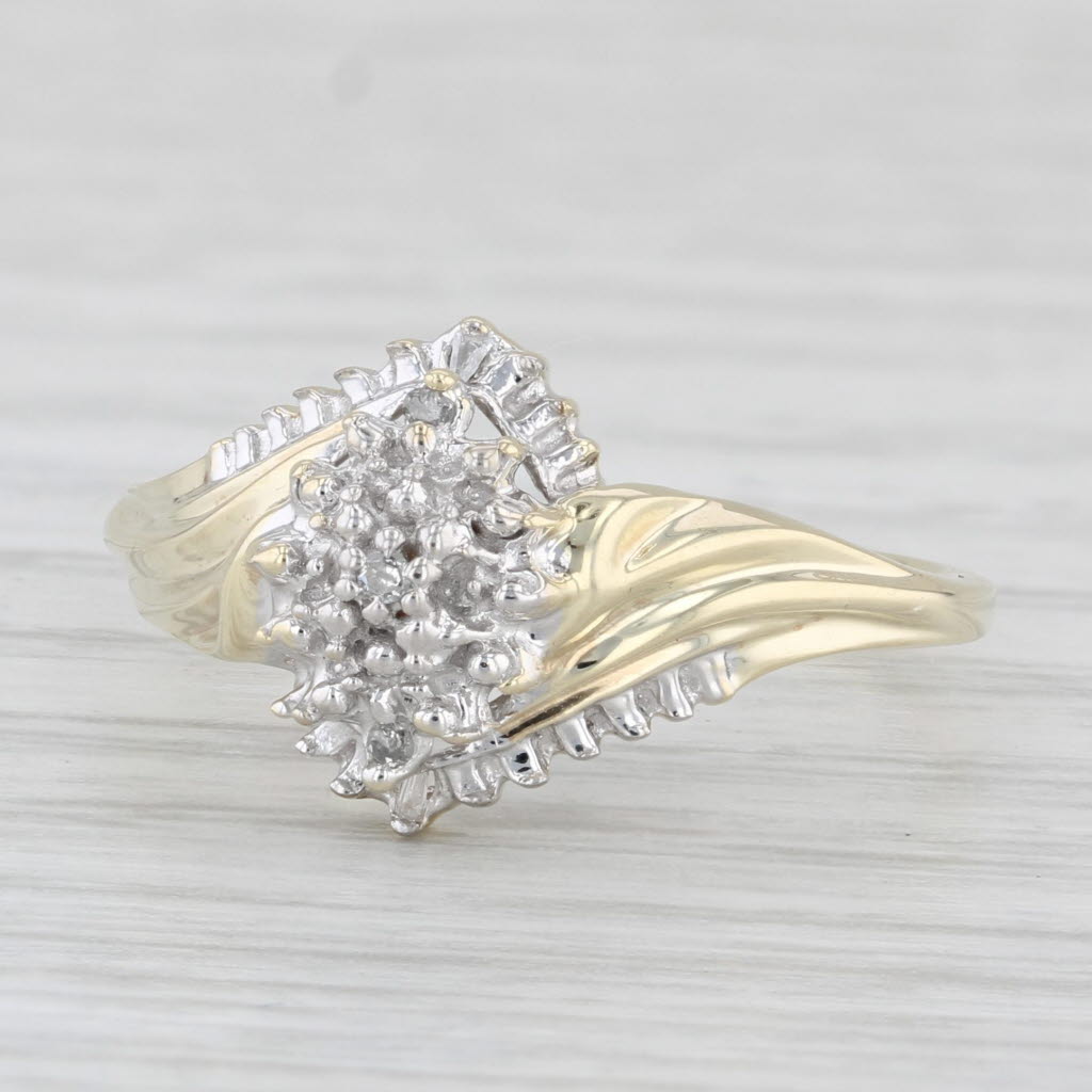 Light Gray Diamond Cluster Ring 10k Yellow Gold Size 7.25 Bypass