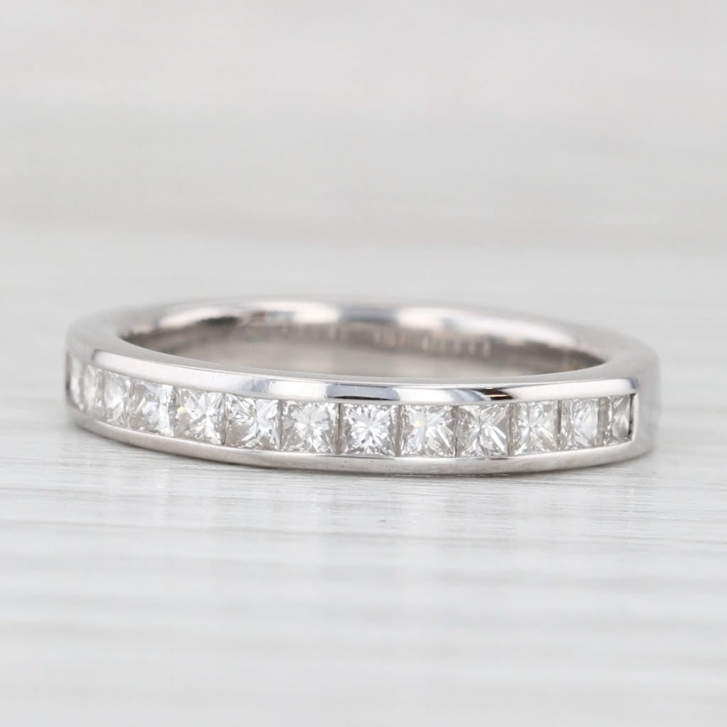 Light Gray 0.45ctw Channel Set Diamond Wedding Ring 14k White Gold Size 4.5 Stackable Band