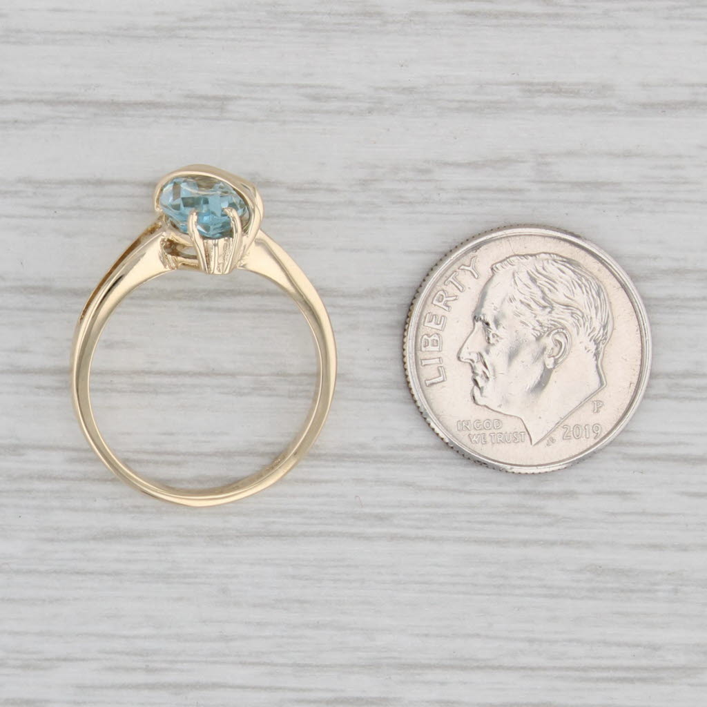 Gray 2.05ct Marquise Blue Topaz Solitaire Ring 14k Yellow Gold Size 6