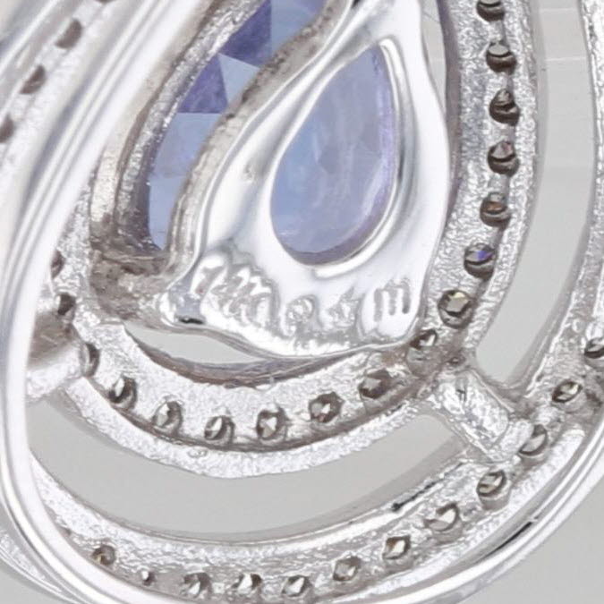 1.17ctw Tanzanite Diamond Halo Teardrop Pendant 14k White Gold