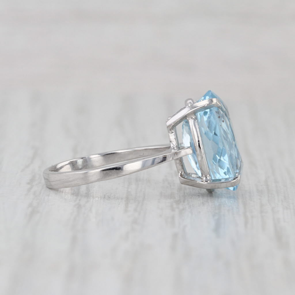 5.40ct Oval Aquamarine Solitaire Ring 18k White Gold Size 5
