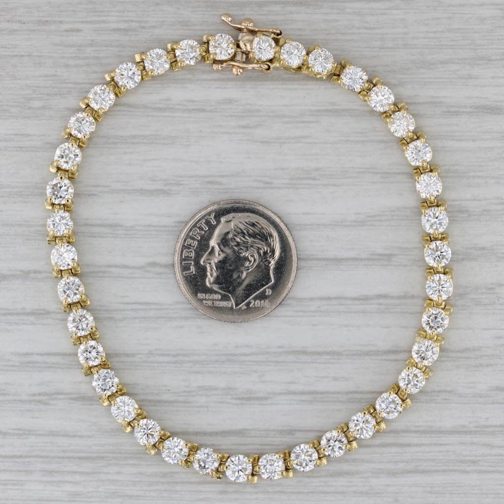 Gray 7ctw VS2 Diamond Tennis Bracelet 18k Yellow Gold 7" 4.2mm