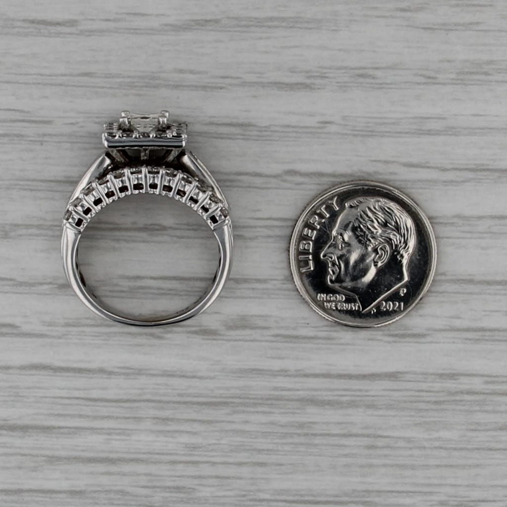 2.10ctw Princess Brilliant Halo Diamond Engagement Ring 14k White Gold Size 5.5