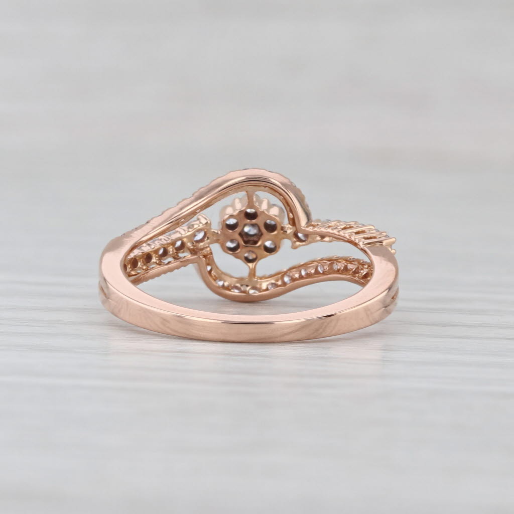 0.52ctw Diamond Cluster Bypass Engagement Ring 18k Rose Gold Size 7.25 COA