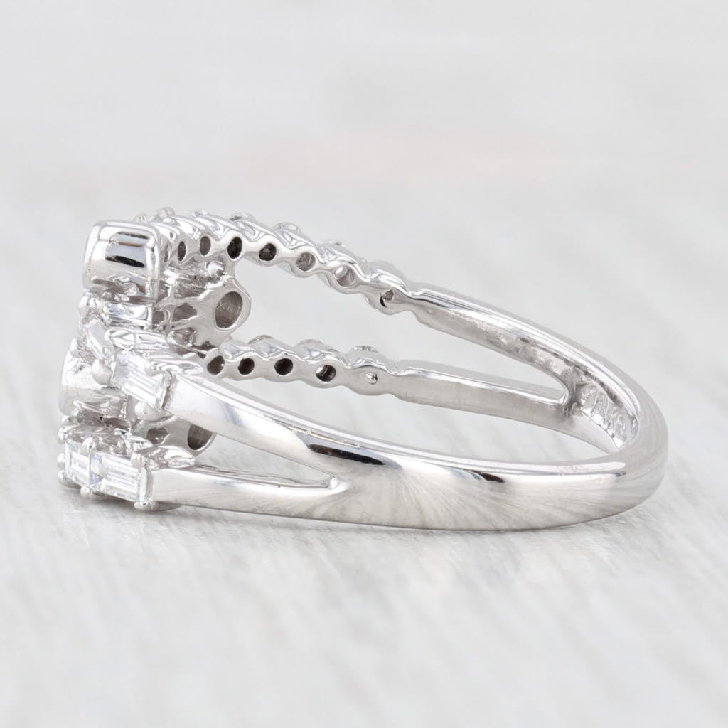 Light Gray 0.77ctw Diamond Bypass Ring 18k White Gold Size 6.5 Multiband Deisgn