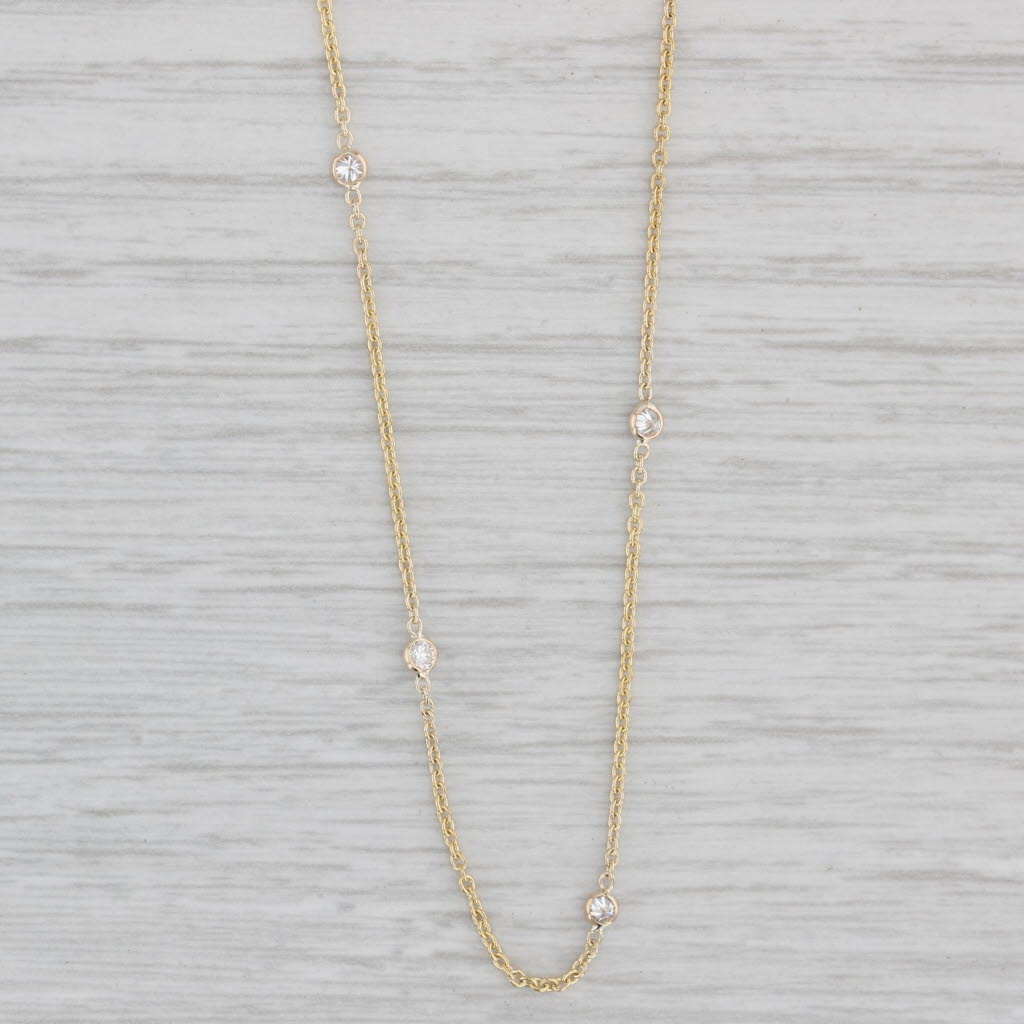 Gray New 0.30ctw Diamond By The Yard Station Necklace 14k Gold 16-18" Adjustable