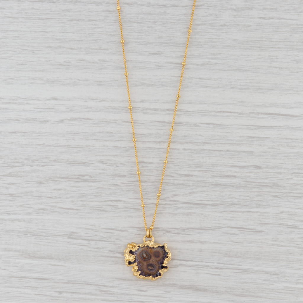 New Nina Nguyen Blissful Amethyst Geode Pendant Necklace Sterling Gold Vermeil