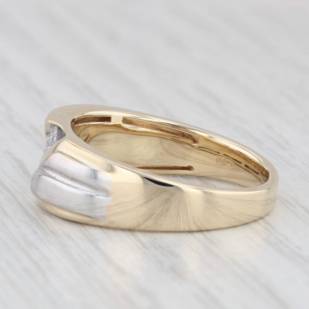 Light Gray 0.20ctw Diamond Men's Ring 10k Yellow Gold Size 10.5 Wedding Band