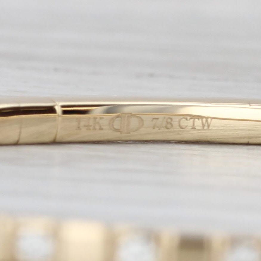 New 0.88ctw Diamond Flexible Bangle Bracelet 14k Yellow Gold 6.5" 2.6mm