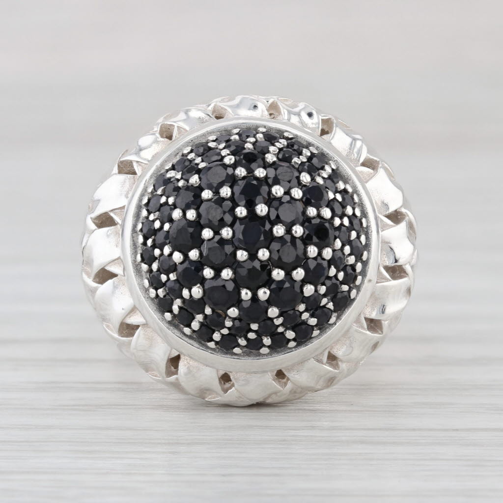 Slane & Slane 2.17ctw Pave Blue Sapphire Basketweave Ring Sterling Silver Size 8