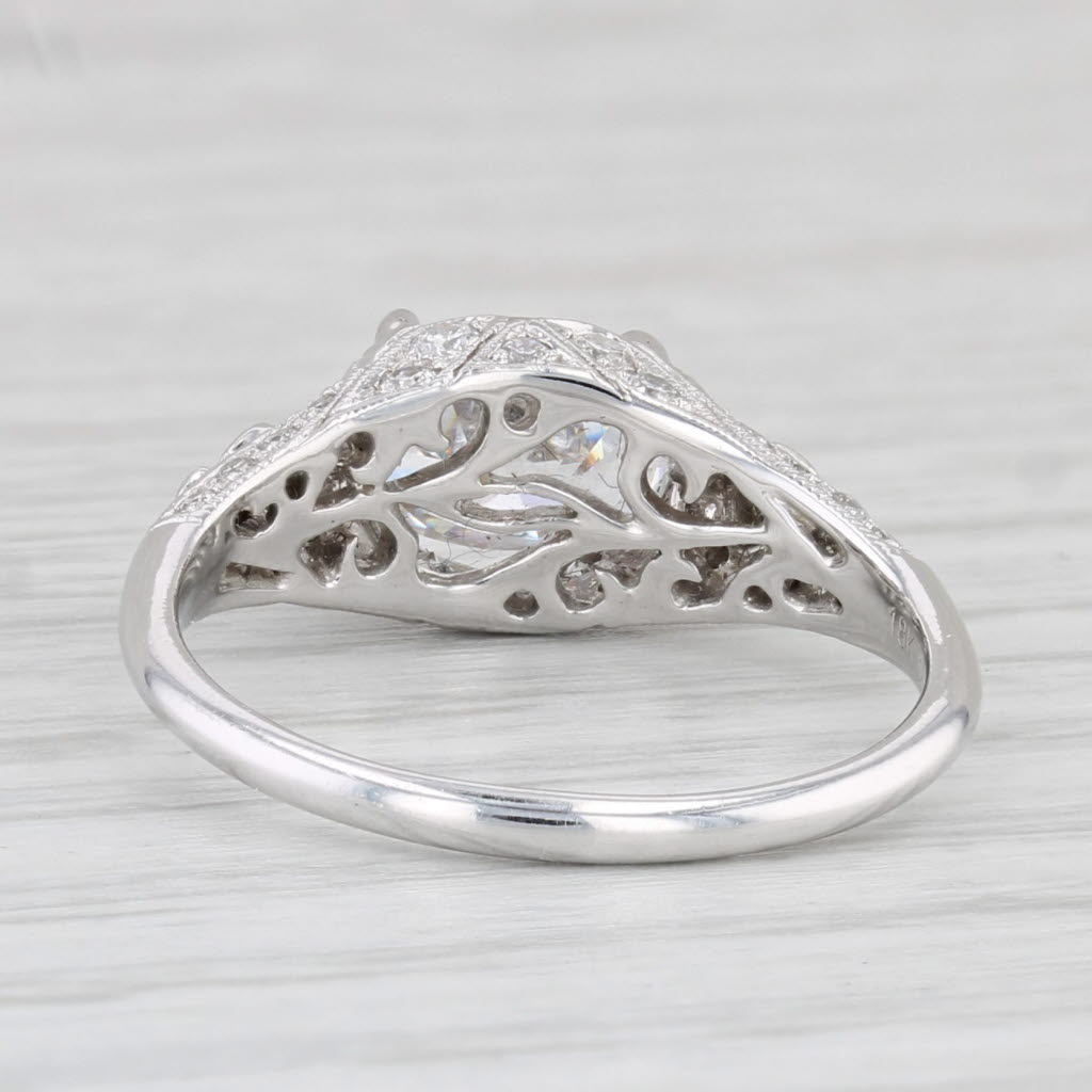 Light Gray New Beverley K Oval Semi Mount Engagement Ring 18k White Gold Diamond Size 6.75