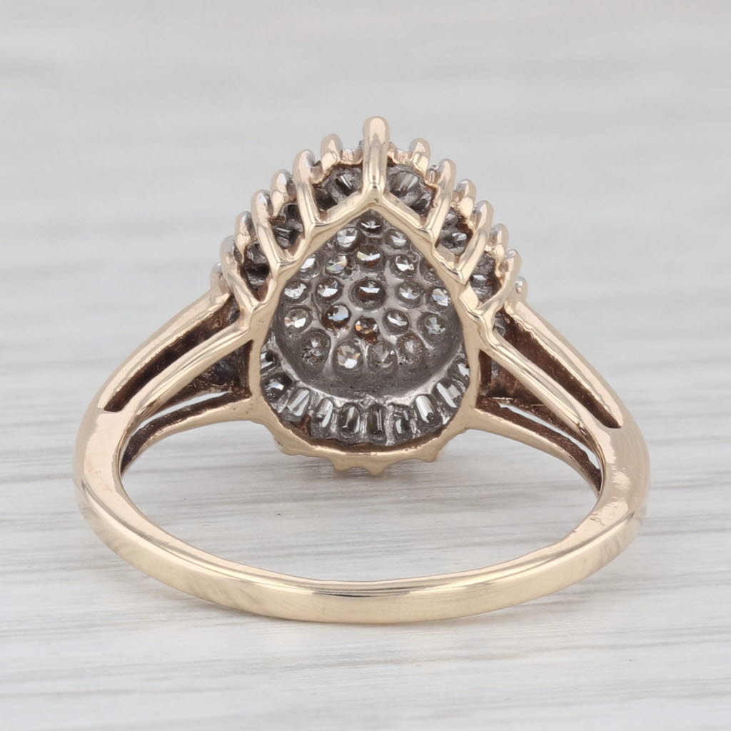 Light Gray 0.40ctw Diamond Cluster Halo Ring 10k Yellow White Gold Size 6.75