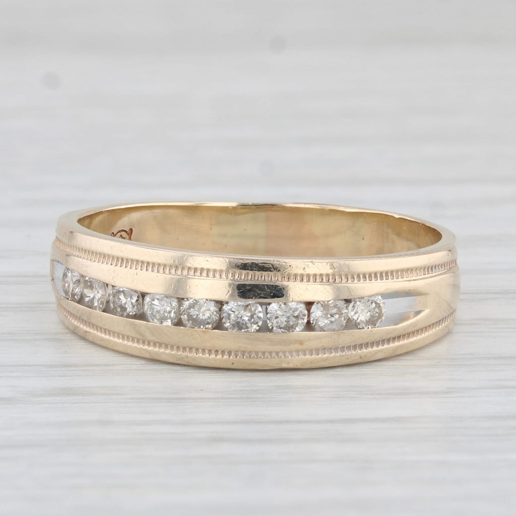 Light Gray 0.48ctw Diamond Men's Wedding Band 10k Yellow Gold Size 12.5 Ring