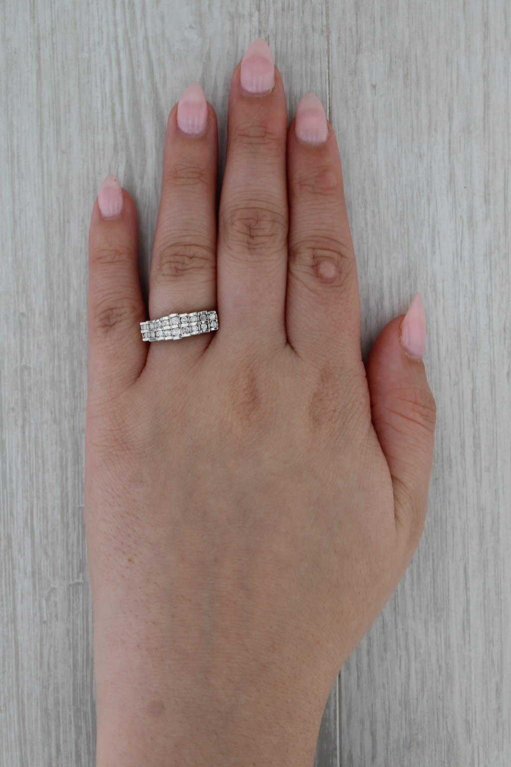 0.28ctw Diamond Pyramid Rooftop Ring 14k White Yellow Gold Size 6