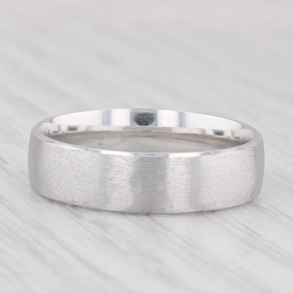 Light Gray Brushed Men's Wedding Band 10k White Gold Size 10 Comfort Fit Ring