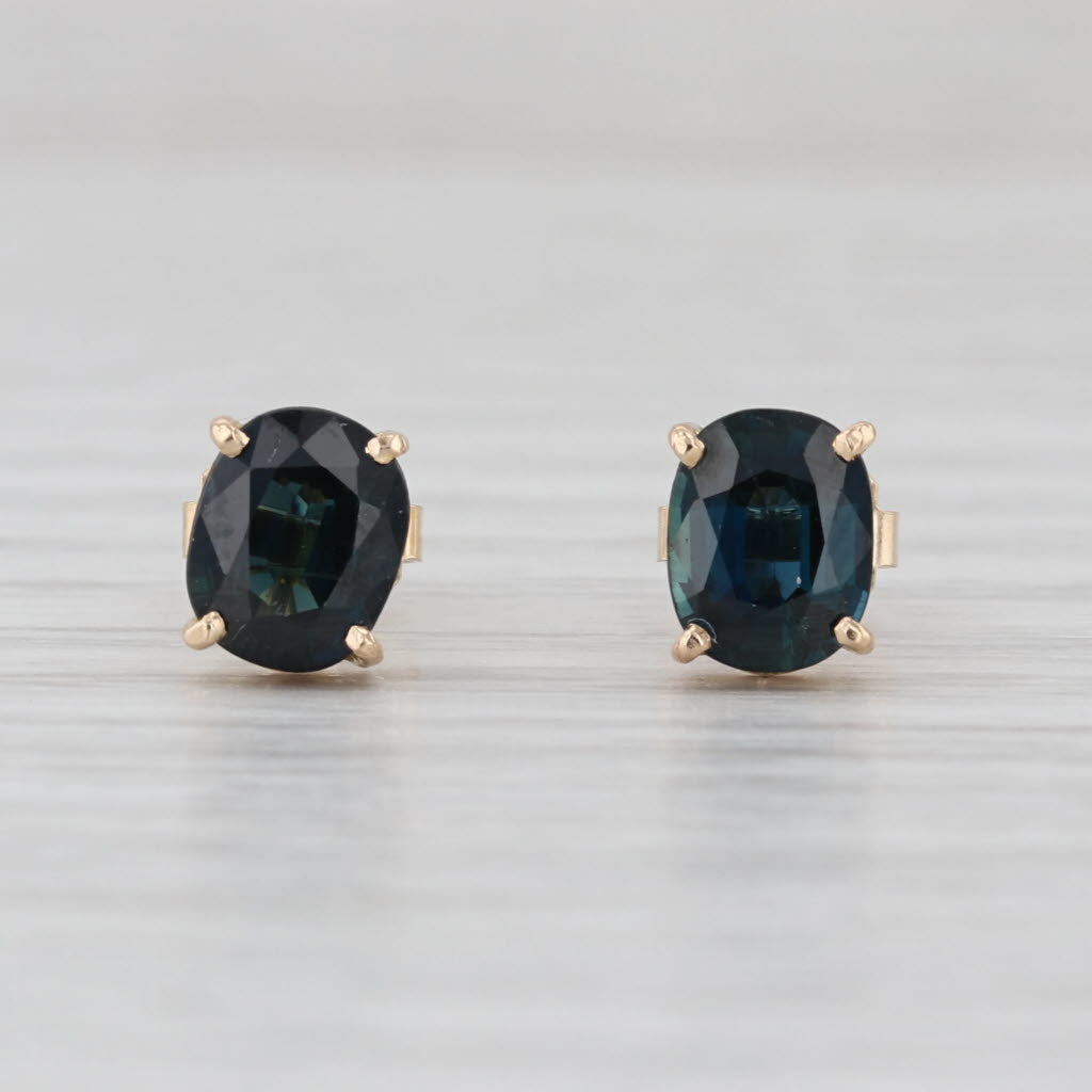2ctw Oval Blue Sapphire Stud Earrings 14k Yellow Gold Solitaire Studs