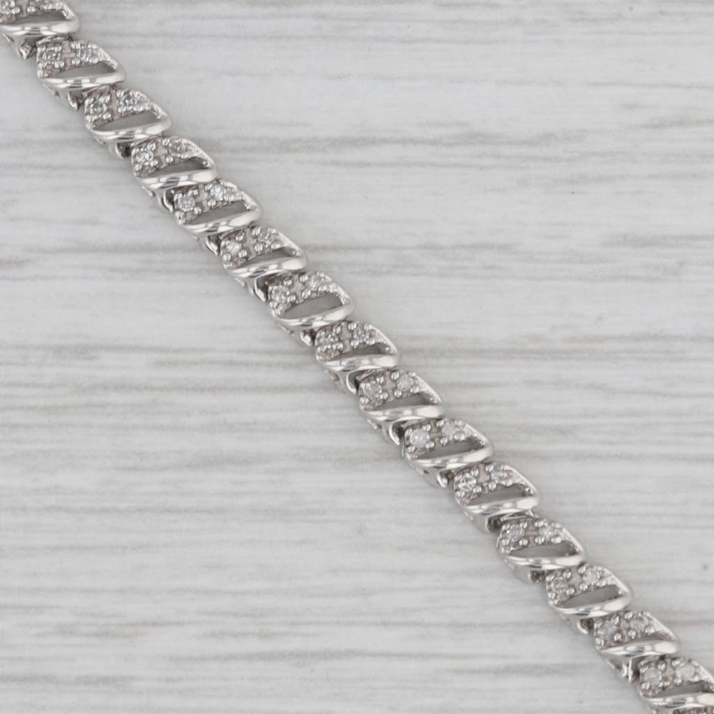 Gray 0.50ctw Diamond Tennis Bracelet 10k White Gold 7" 4.1mm