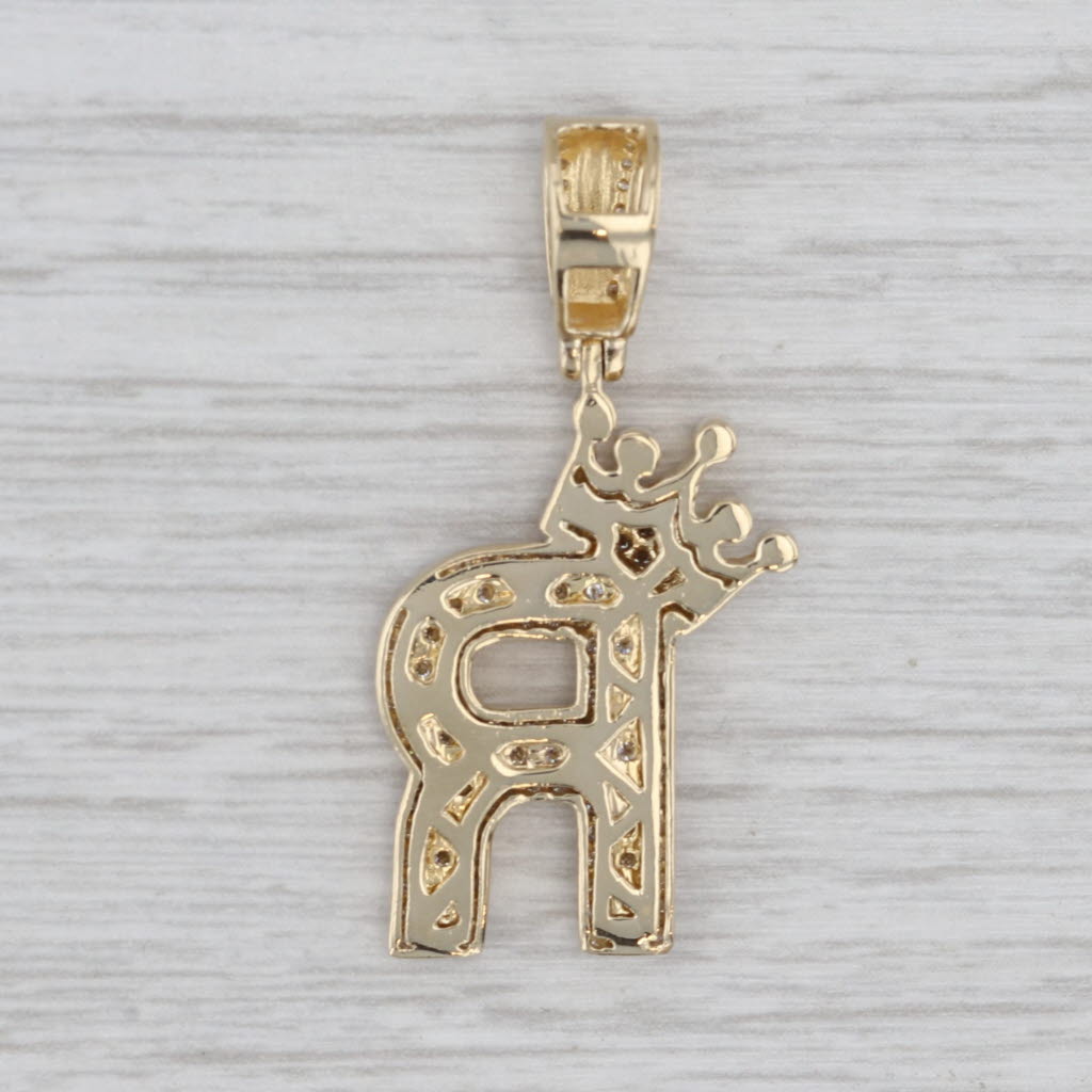 Gray 0.70ctw Diamond Crowned Initial Letter R Pendant 14k Yellow Gold Queen King