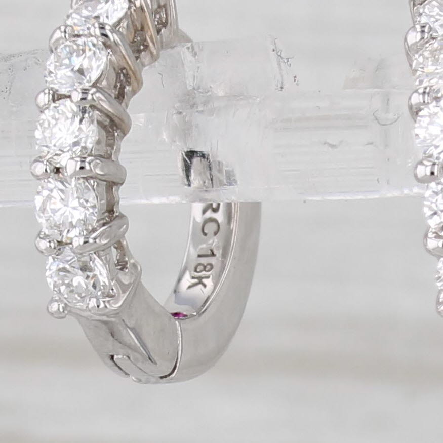 Light Gray Roberto Coin 0.70ctw Diamond Hoop Earrings Box 18k Gold Single Line Oval Hoops