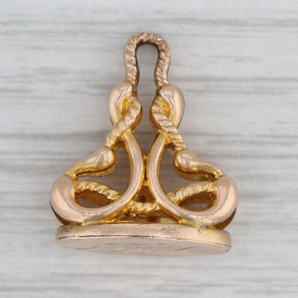 Gray Antique Ornate Fob Pendant Gold Filled Engraved Mabel