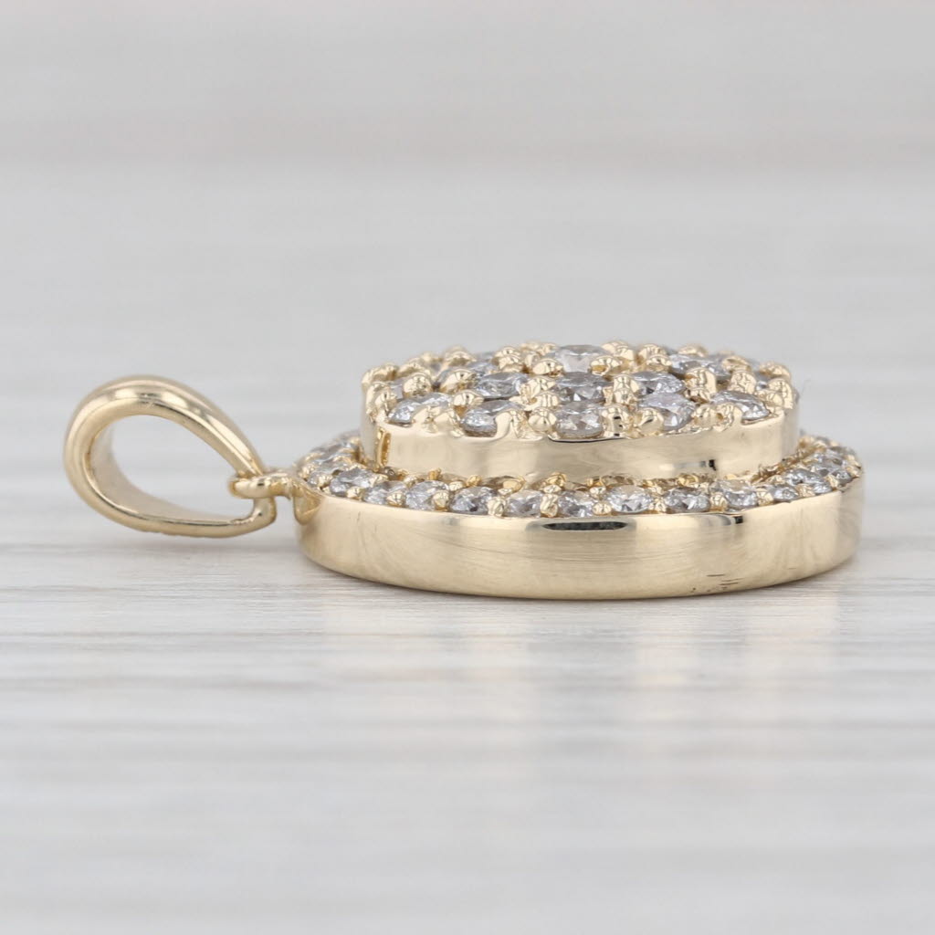 0.97ctw Diamond Cluster Halo Pendant 14k Yellow Gold Oval Drop