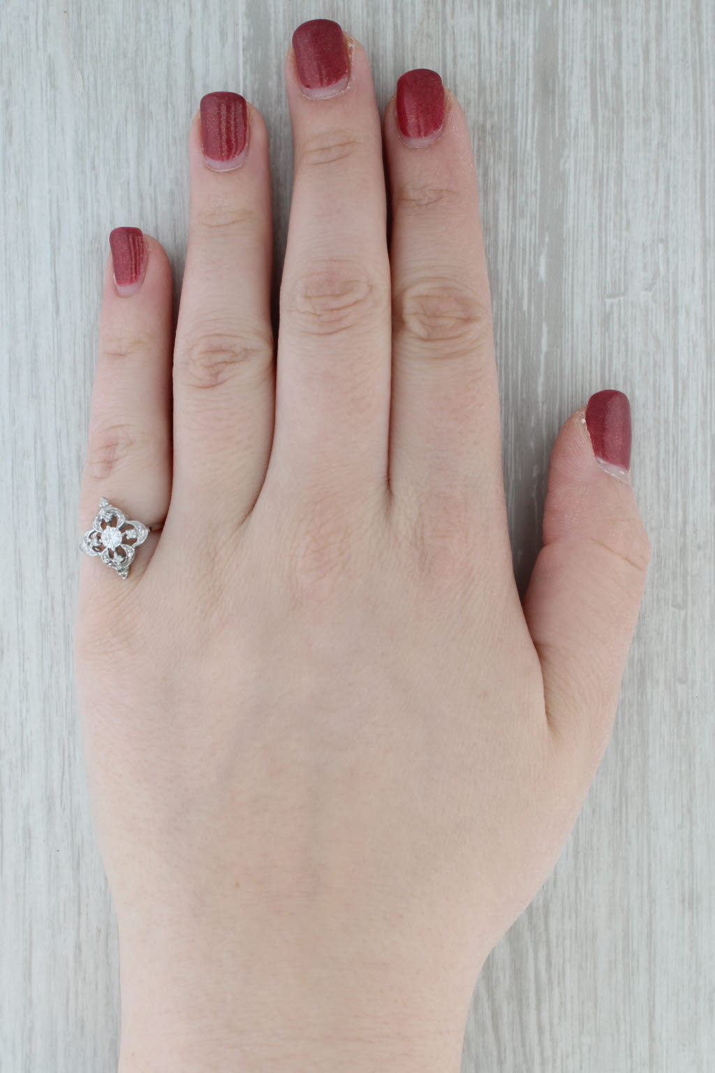 Gray 0.23ctw Diamond Cluster Ring 10k White Gold Size 6