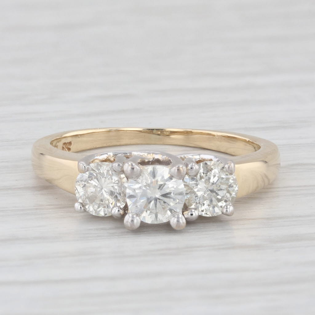 Light Gray 0.94 ctw 3-Stone Round Diamond Engagement Ring 14K Yellow Gold Size 6