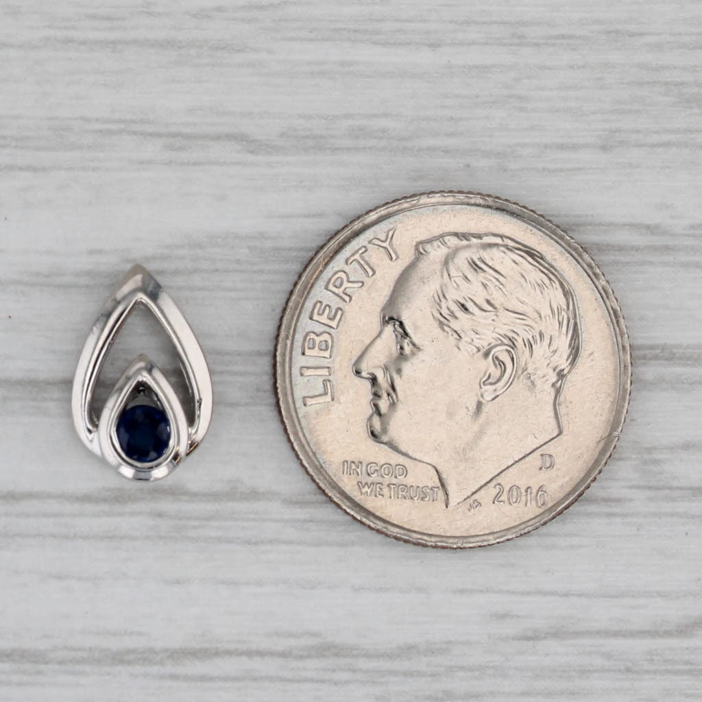 Gray 0.10ctw Small Blue Sapphire Teardrop Pendant 900 Platinum