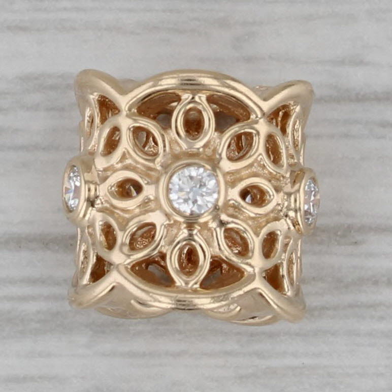 Dark Gray Authentic Pandora Golden Radiance Diamond Charm 14k Gold 750803D Bead