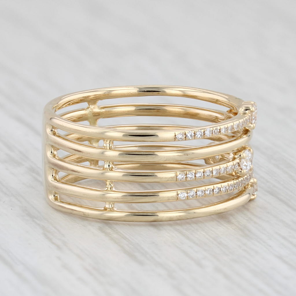 Light Gray 0.28ctw Diamond Orbit Ring 14k Yellow Gold Size 7 Multi-Band
