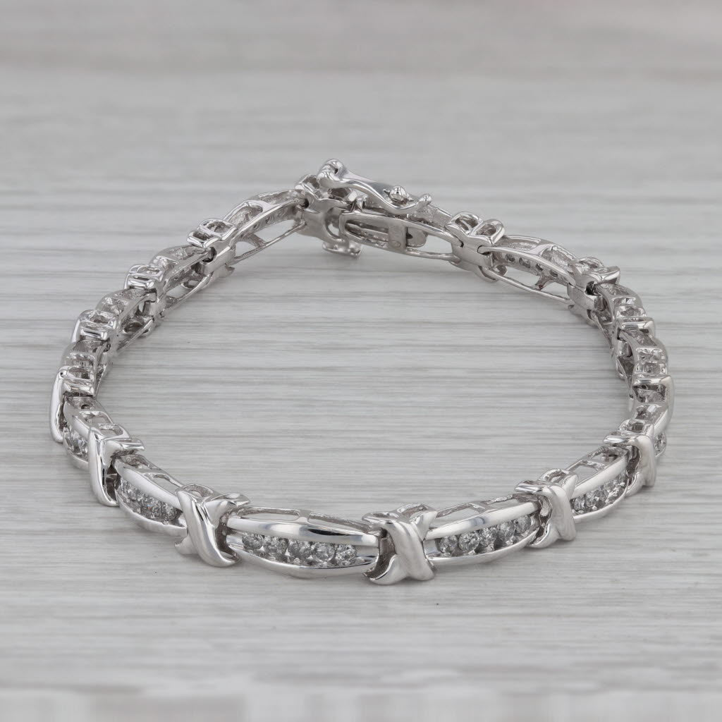 Dark Gray 0.75ctw Diamond Tennis Bracelet 10k White Gold 6.75" 4.6mm
