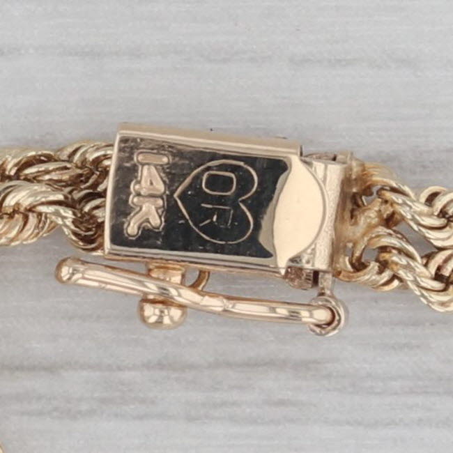 Gray Double Rope Chain Bracelet 14k Yellow Gold 6.75" 3.8mm