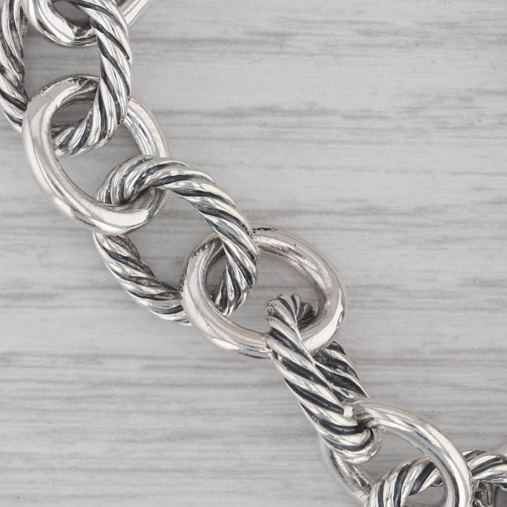 Gray David Yurman Oval Cable Link Bracelet Sterling Silver 7" 11.5mm DY Charm