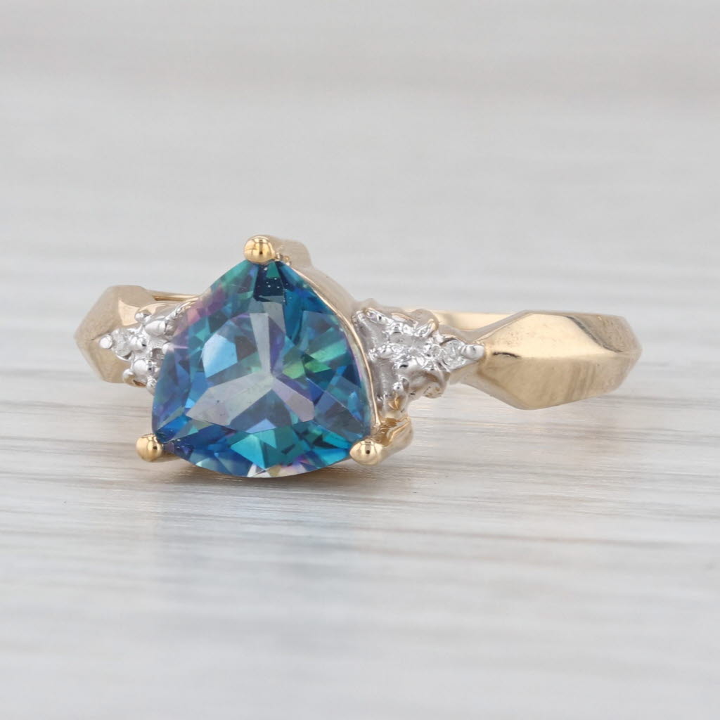 2.10ct Mystic Topaz Diamond Ring 10k Yellow Gold Size 7
