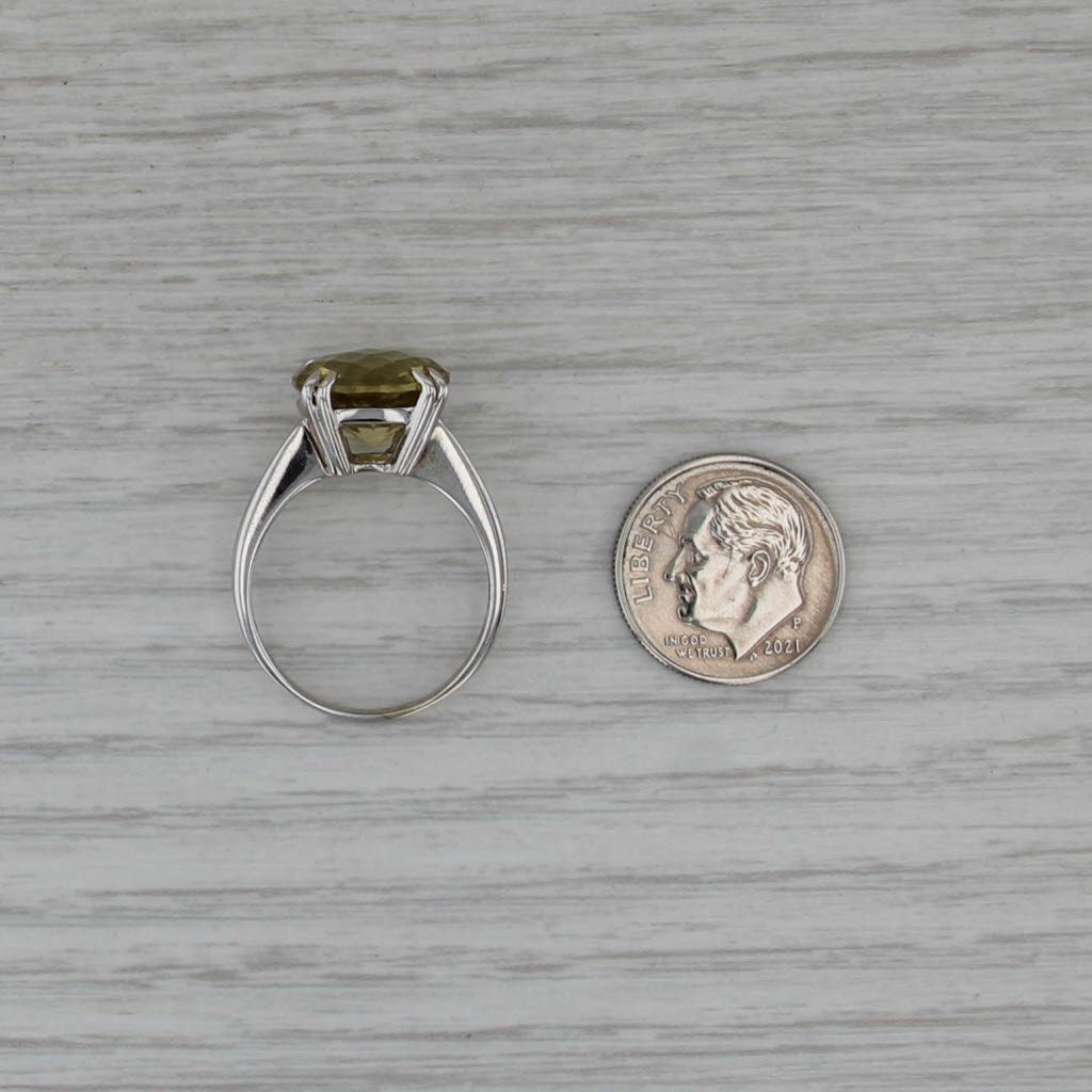 5.47ct Green Quartz Solitaire Ring 14k White Gold Size 8.25