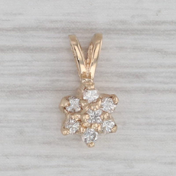 0.10ctw Diamond Cluster Flower Pendant 10k Yellow Gold Small Drop